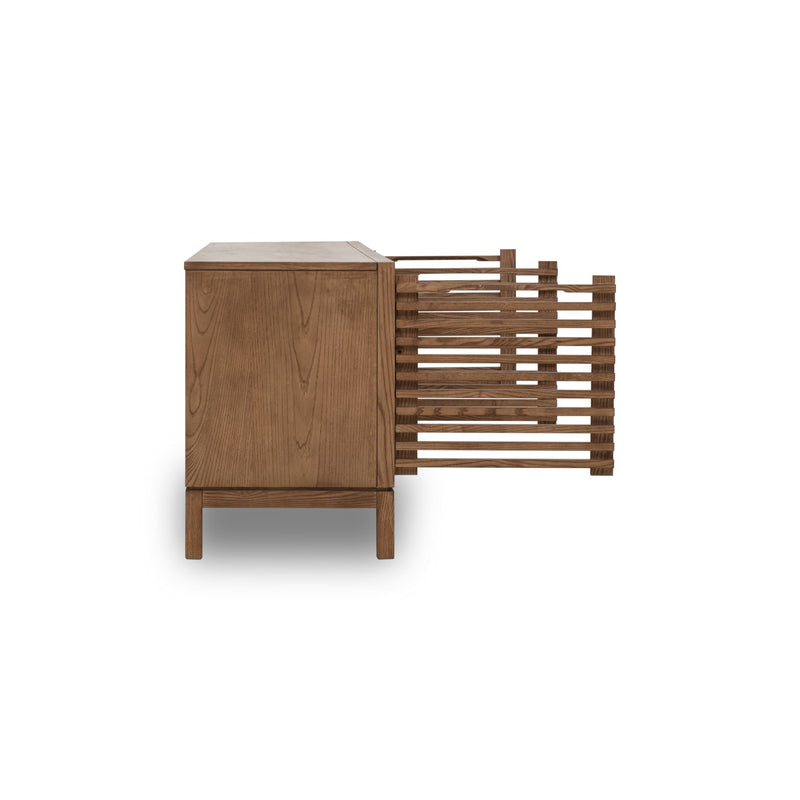 Tanner Four Door Solid Ash Media Console in Roux