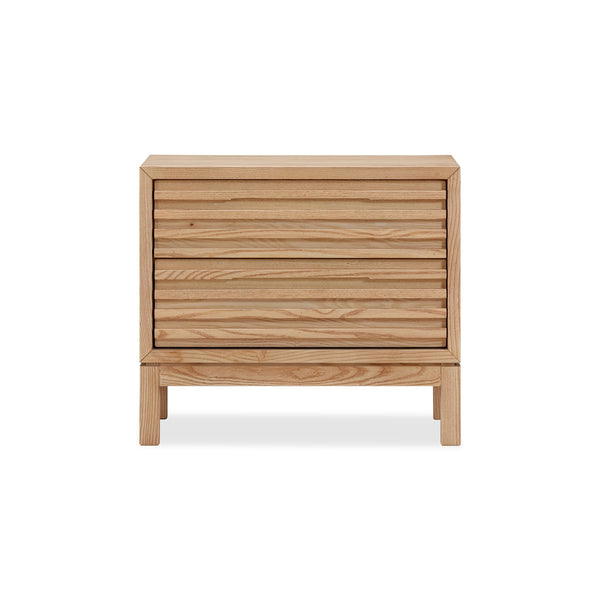 Tanner Two Drawer Ash Wood Nightstand in Flaxen