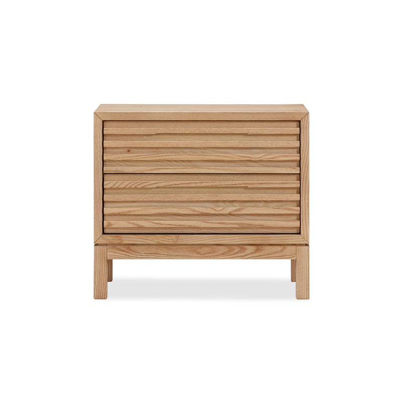 Tanner Two Drawer Ash Wood Nightstand in Flaxen