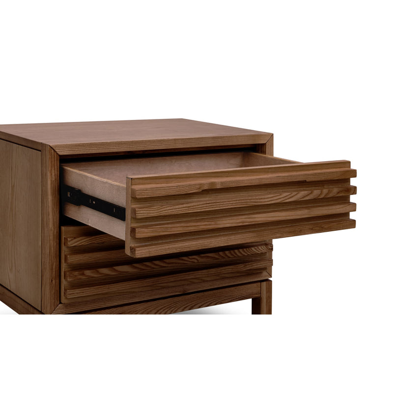 Tanner Two Drawer Ash Wood Nightstand in Roux
