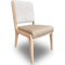 Zinnia Upholstered Dining Chair in White Sand, Buttermilk Leather and Dune Chenille
