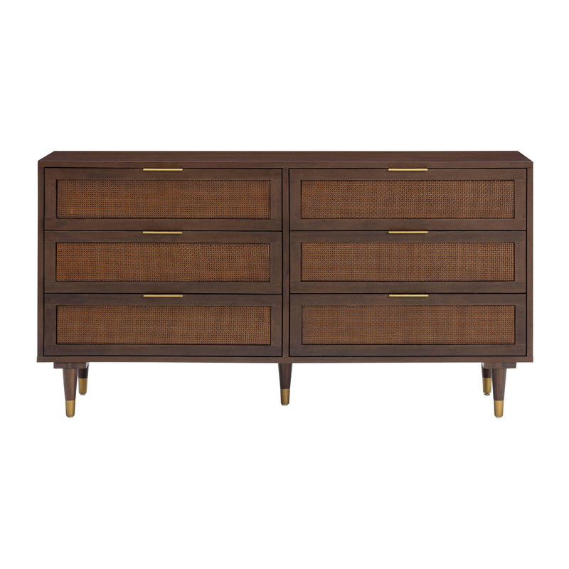 Sierra Dark Chocolate Brown 6 Drawer Dresser