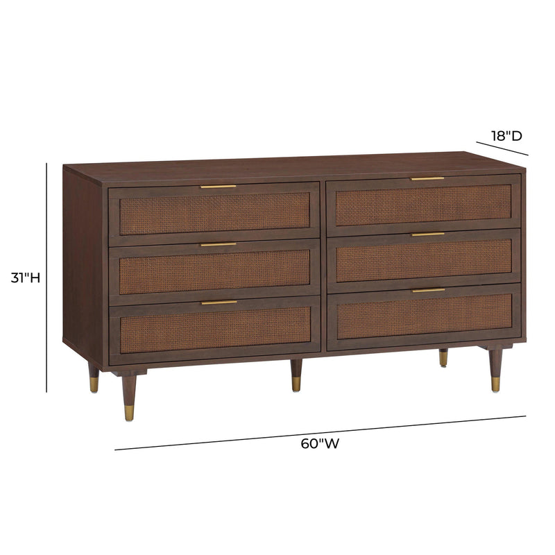 Sierra Dark Chocolate Brown 6 Drawer Dresser