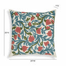 Tulip Embroidered Floral Wool 20" Square Accent Cushion