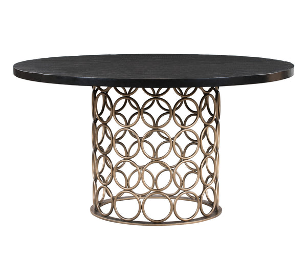 Valentina 57" Black Acacia Round Dining Table