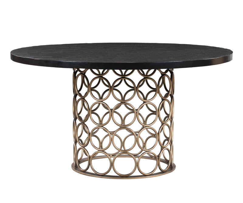 Valentina 57" Black Acacia Round Dining Table