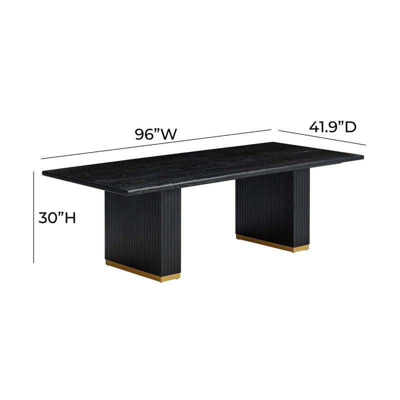 Chelsea Black Oak Wood 96" Rectangular Dining Table