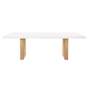 Madeline White Gloss and Natural Ash 92" Rectangular Dining Table