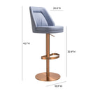 Maven Blue and Rose Gold Adjustable Swivel Stool