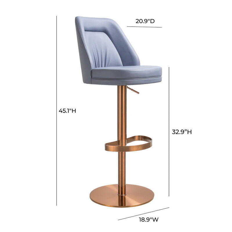 Maven Blue and Rose Gold Adjustable Swivel Stool