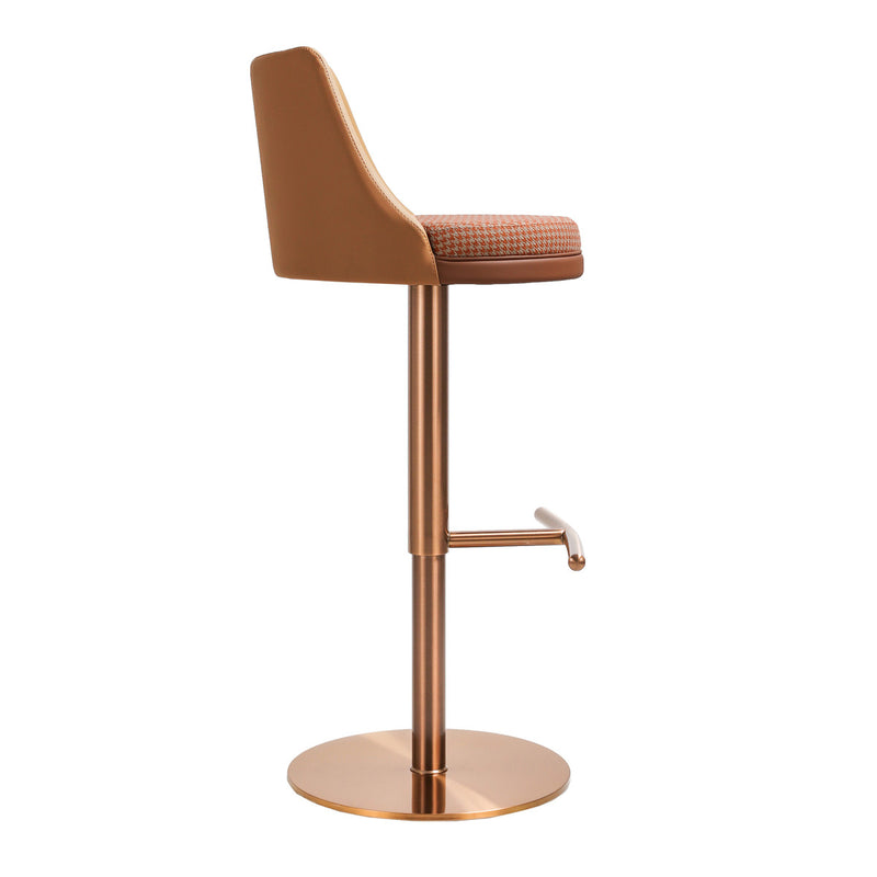 Reagan Cafe Au Lait Houndstooth Adjustable Swivel Stool