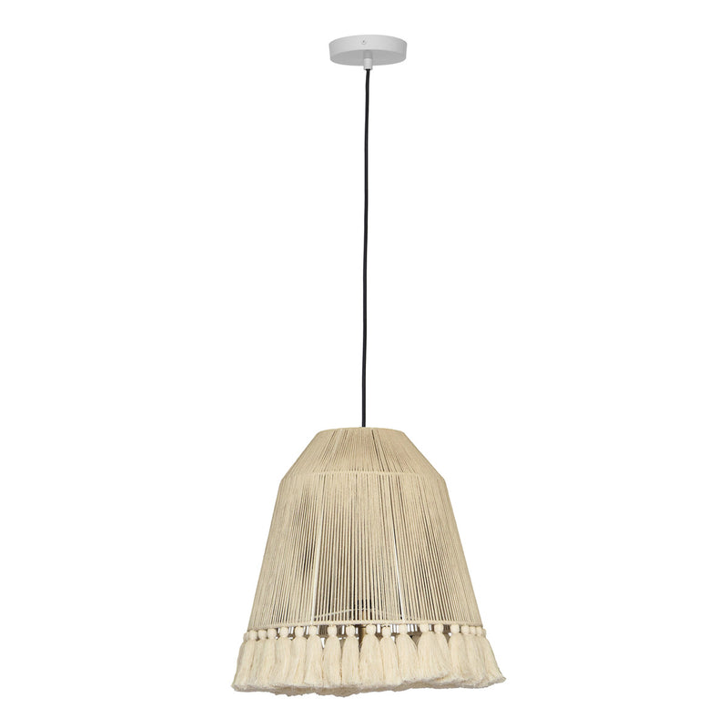Helen Large White Cotton Tasseled Pendant Lamp