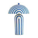 Maiori Blue Striped Papier Mache Table Lamp