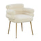 Dente Cream Faux Sheepskin Dining Chair