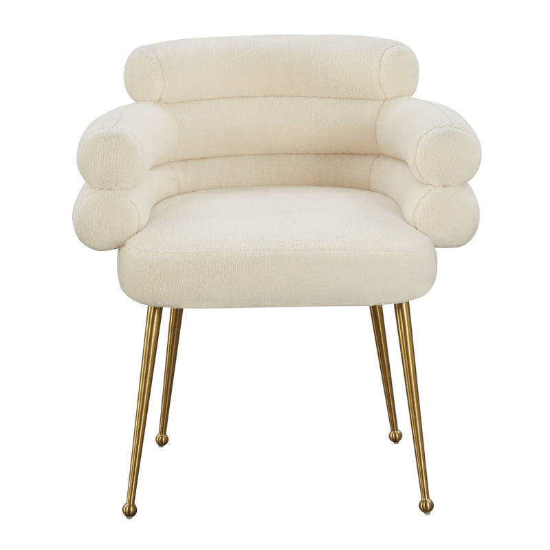 Dente Cream Faux Sheepskin Dining Chair