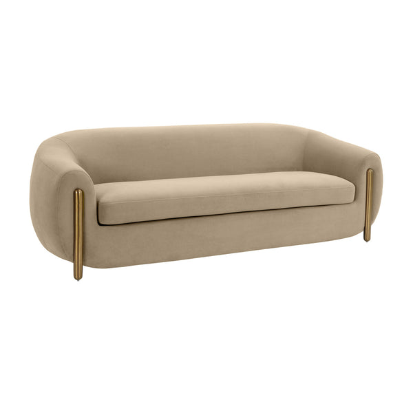 Lina Cafe Au Lait Brown Velvet Sofa