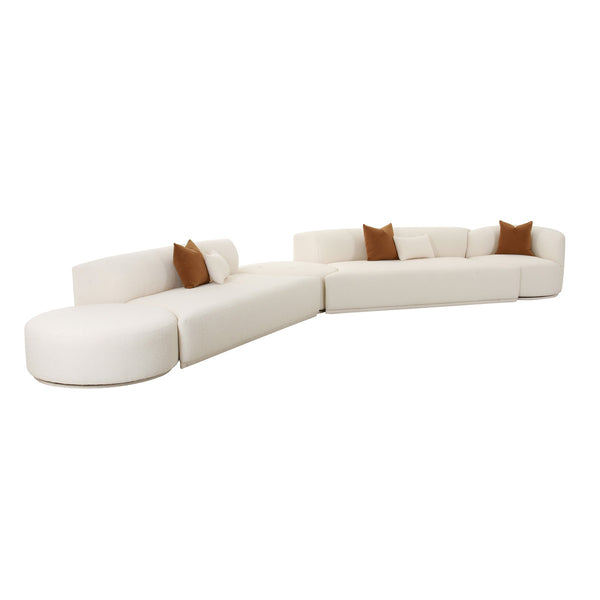 Fickle Cream Boucle 5-Piece Modular Chaise Sectional