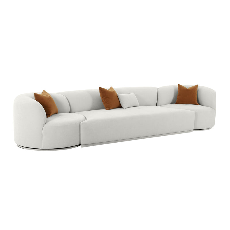 Fickle Grey Velvet 3-Piece Modular Sofa
