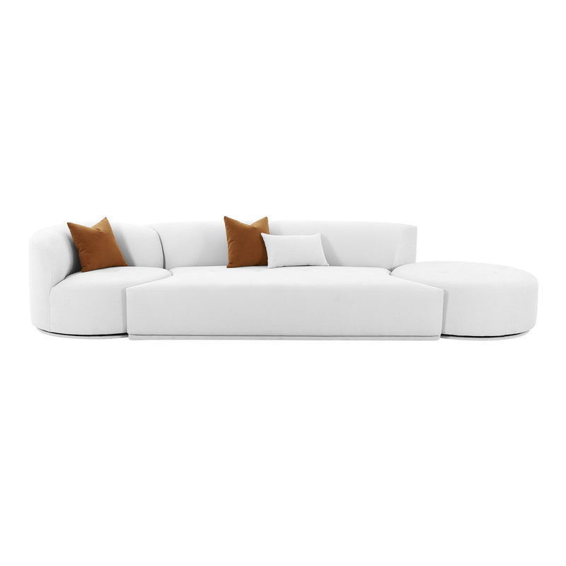 Fickle Grey Velvet 3-Piece Chaise Modular Sofa