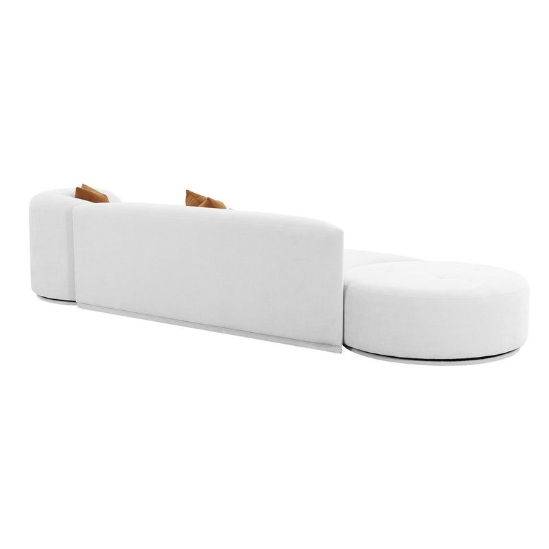 Fickle Grey Velvet 3-Piece Chaise Modular Sofa