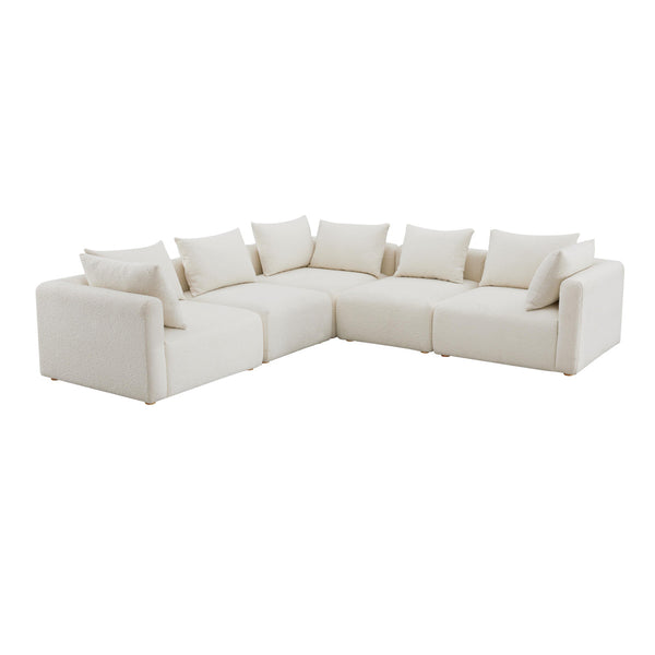 Hangover Cream Boucle 5-Piece Modular L-Sectional