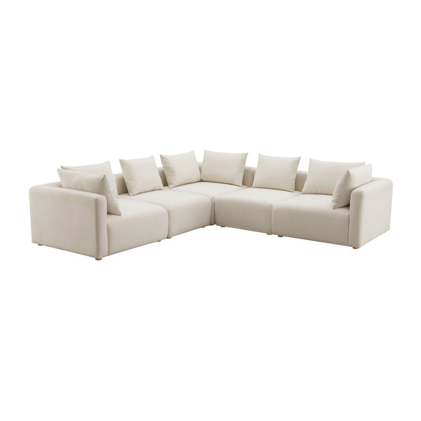 Hangover Cream Linen 5-Piece Modular L-Sectional