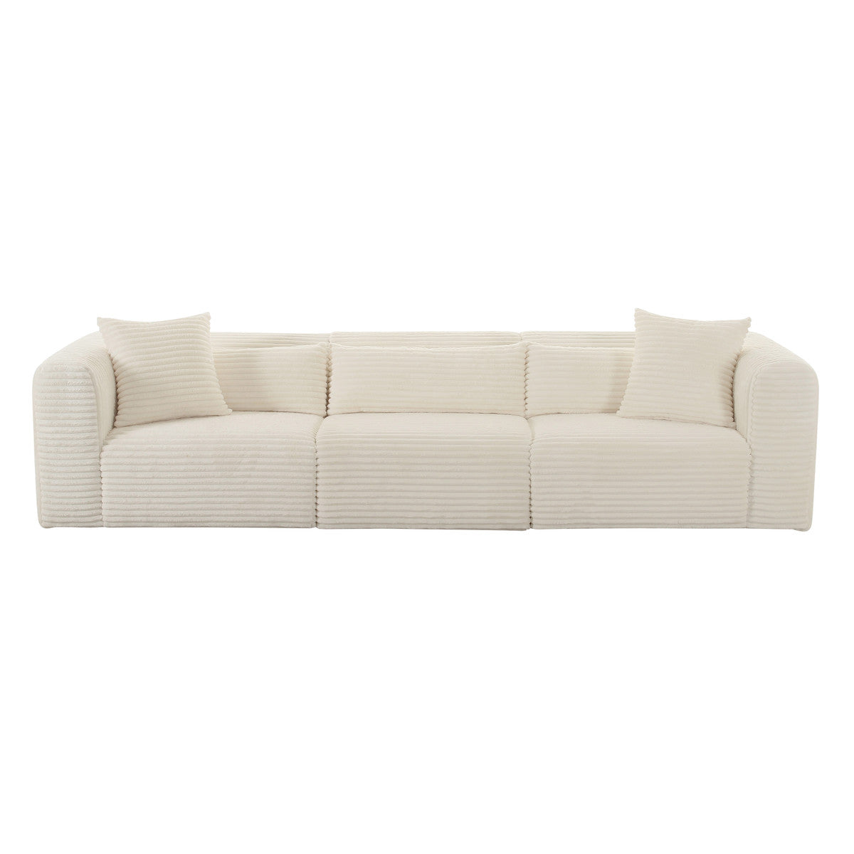 Tarra Fluffy Oversized Cream Corduroy Modular Sofa