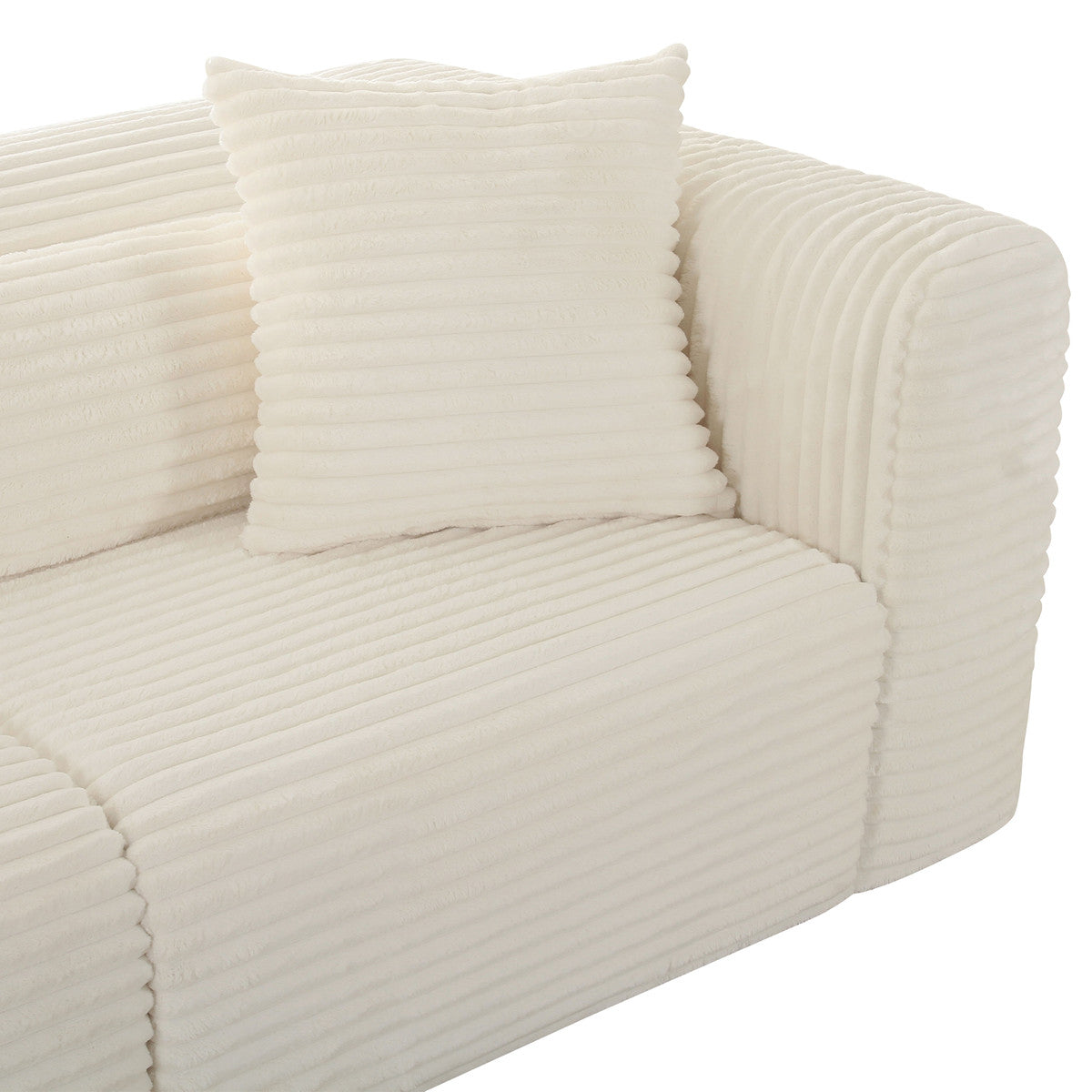 Tarra Fluffy Oversized Cream Corduroy Modular Sofa