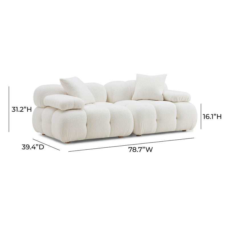 Calliope Cream Vegan Shearling Modular Loveseat