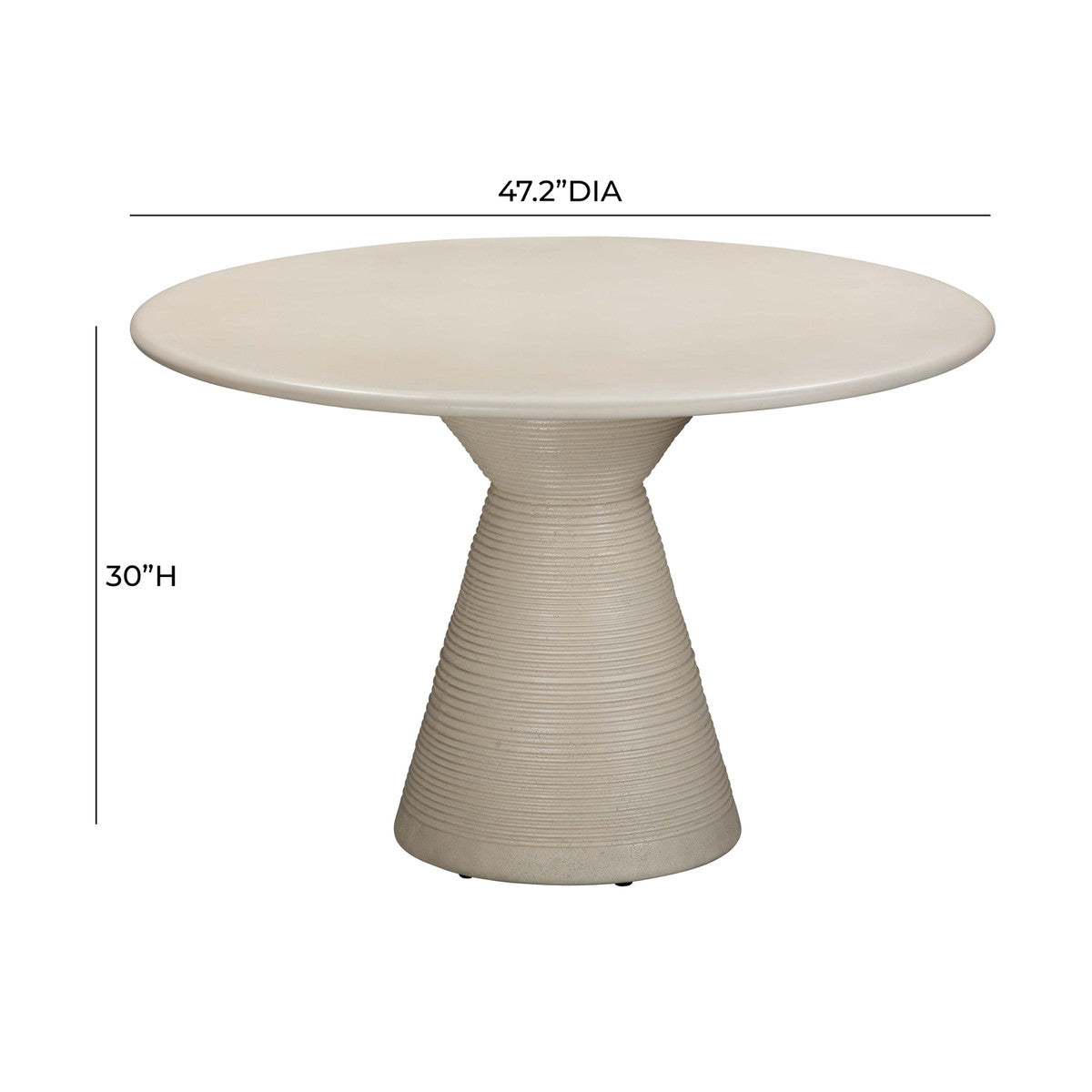 Fern Beige Textured Faux Plaster Concrete Indoor / Outdoor 47" Round Dining Table