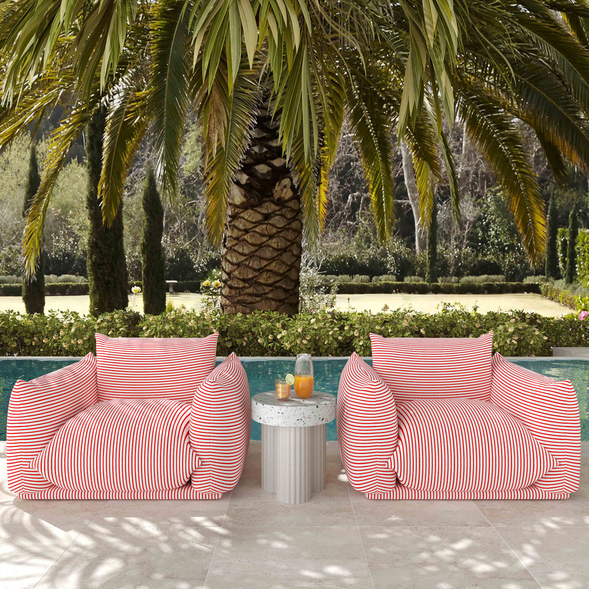 Saint Tropez Pearl Striped Stuffed Outdoor Armchair