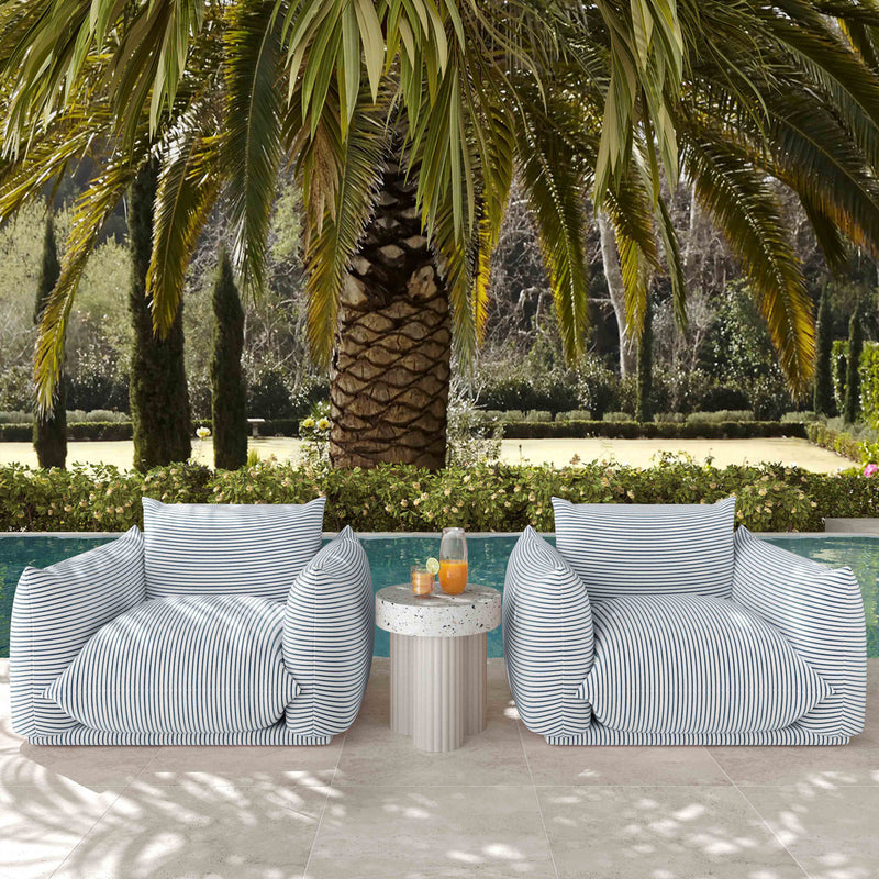 Saint Tropez Pearl Striped Stuffed Outdoor Armchair