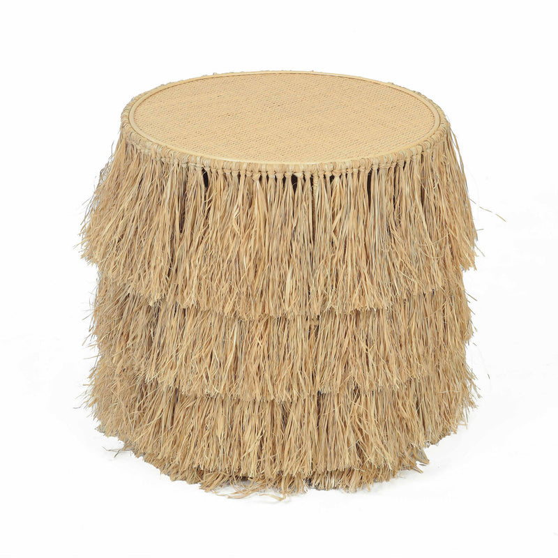 Luau Natural Rattan Round End Table