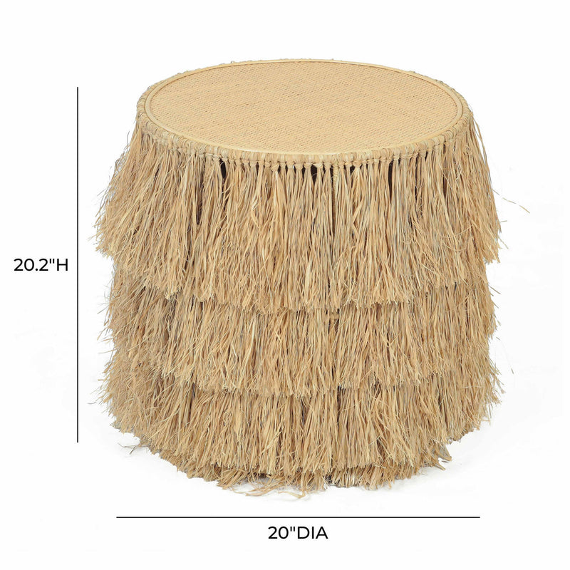Luau Natural Rattan Round End Table
