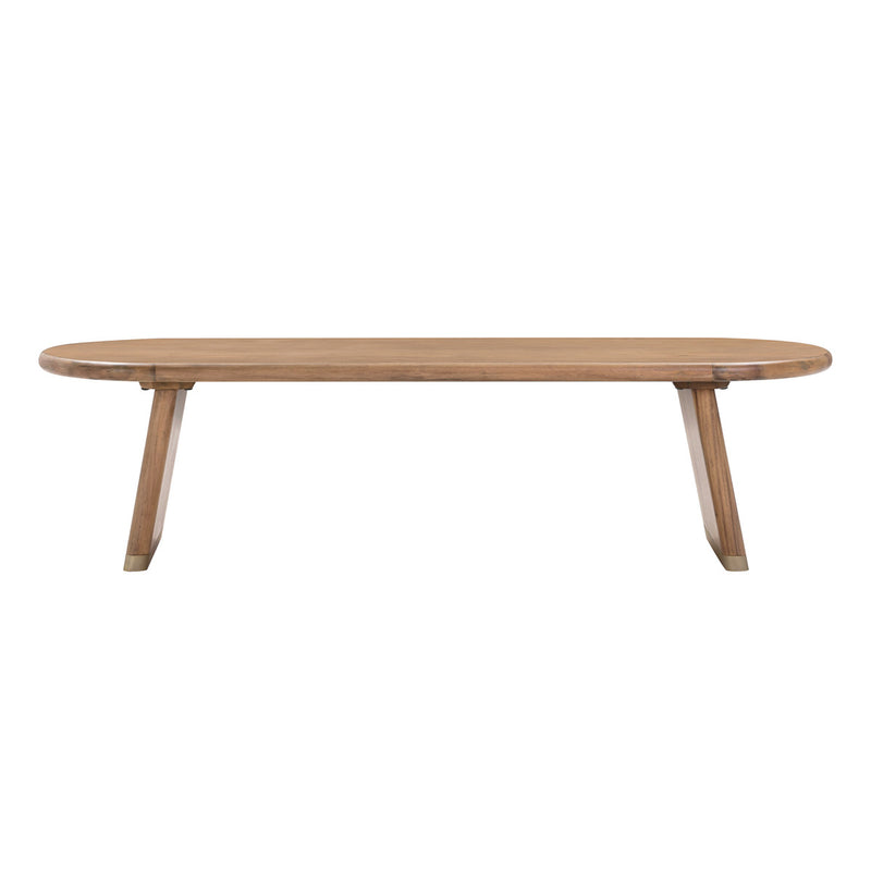 Samantha Cognac Acacia Bench with Boucle Seat