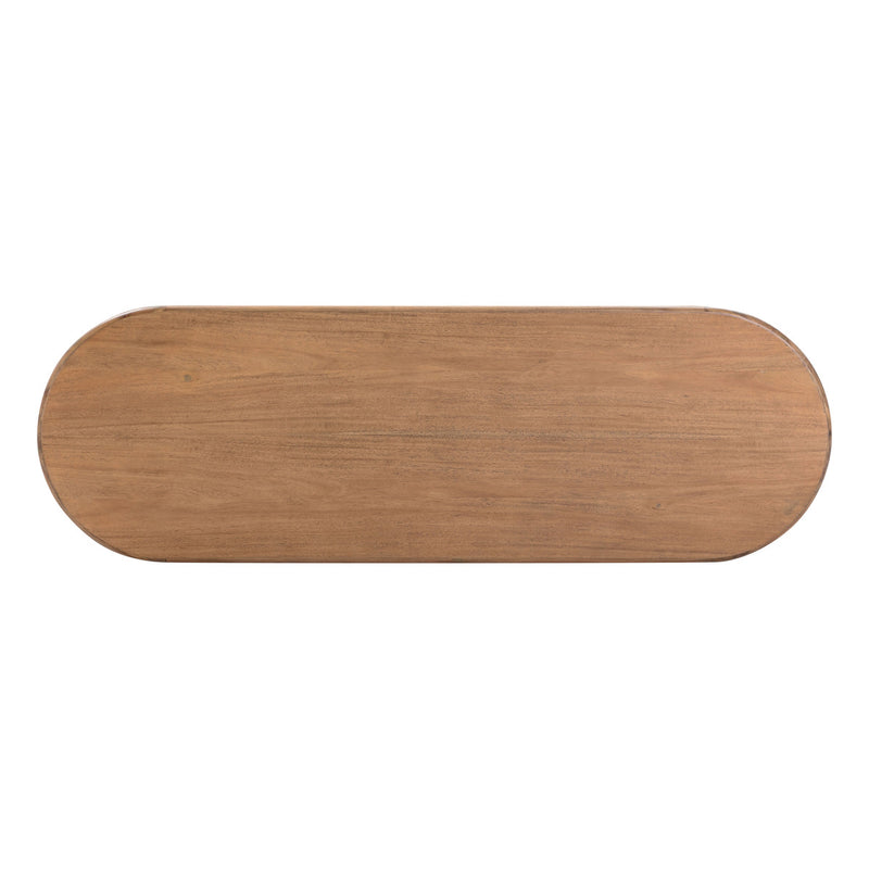 Samantha Cognac Acacia Bench with Boucle Seat