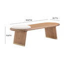 Samantha Cognac Acacia Bench with Boucle Seat