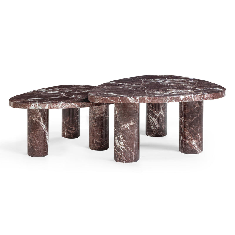 Libby 2-Piece Faux Red Levanto Marble Nesting Coffee Table Set