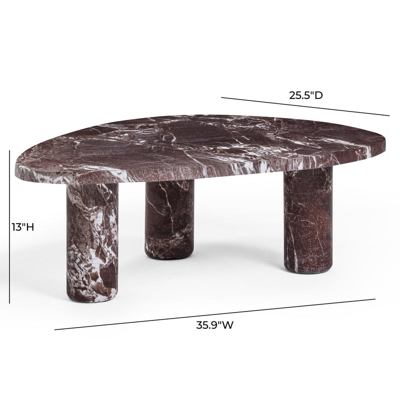 Libby Faux Red Levanto Marble Indoor/Outdoor Coffee Table (36"-48")