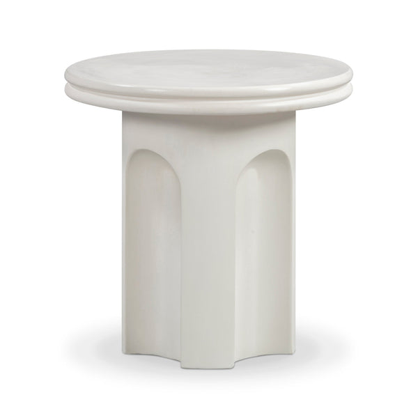 Cassandra 38" Ivory Indoor/Outdoor Concrete Round Side Table