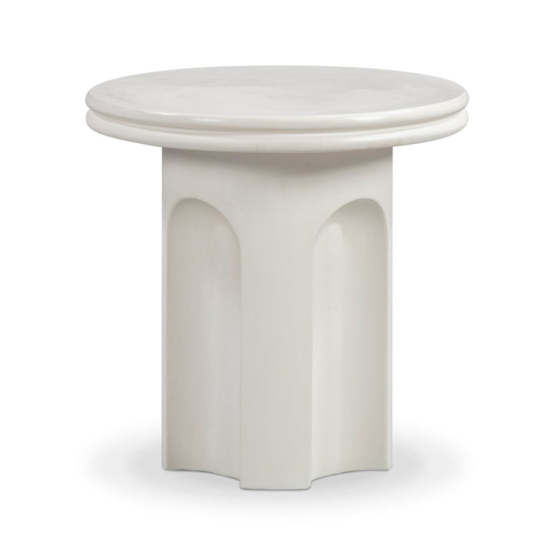 Cassandra 38" Ivory Indoor/Outdoor Concrete Round Side Table
