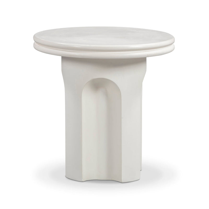 Cassandra 38" Ivory Indoor/Outdoor Concrete Round Side Table