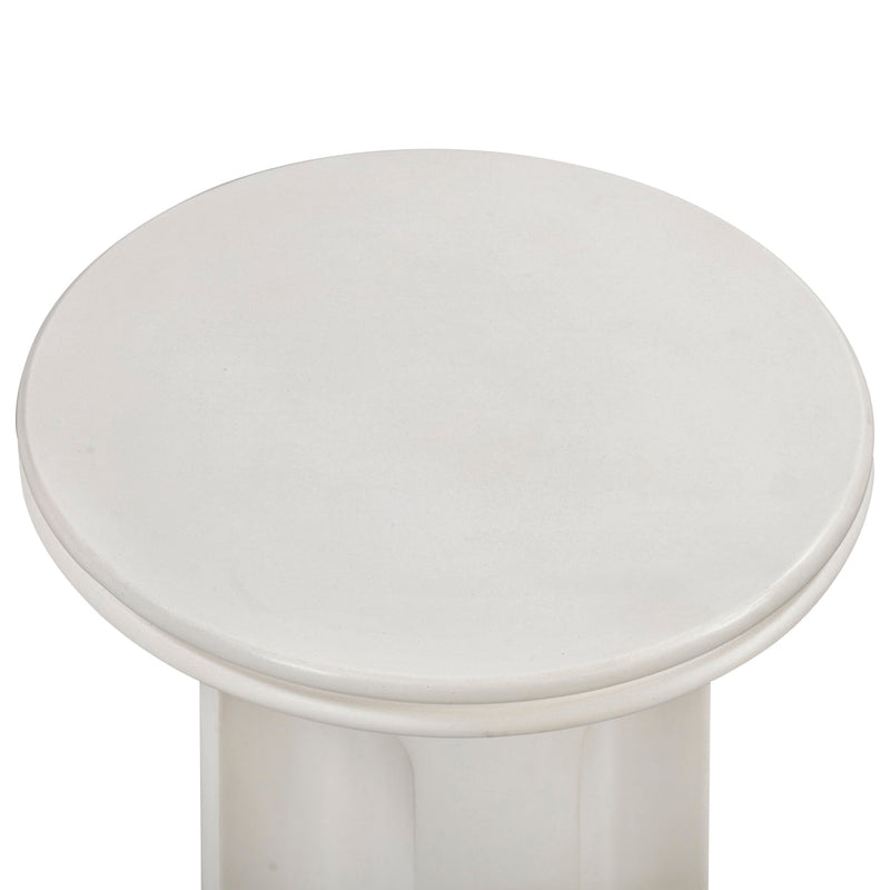 Cassandra 38" Ivory Indoor/Outdoor Concrete Round Side Table