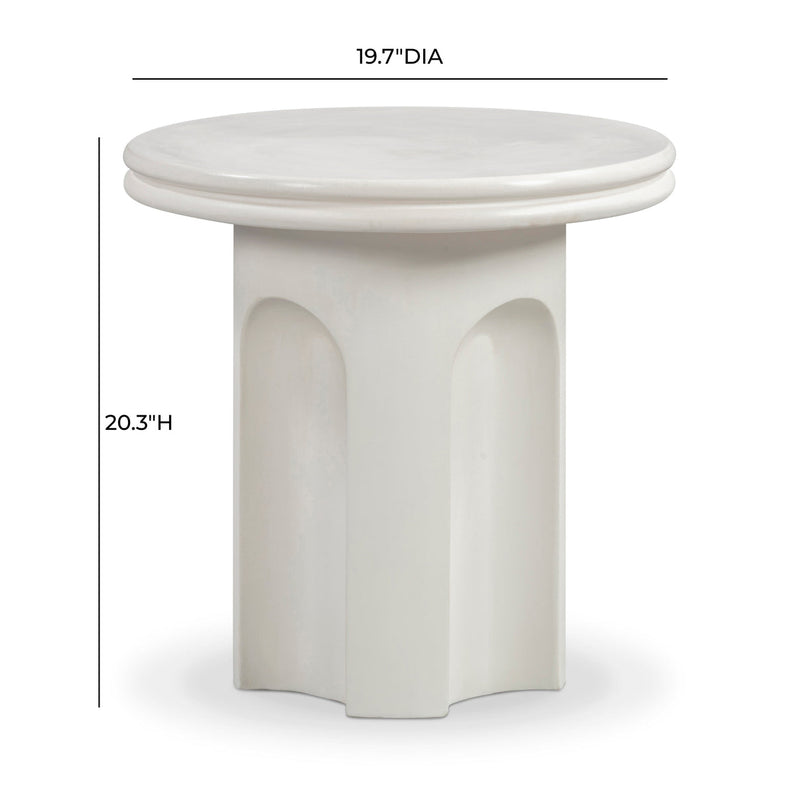 Cassandra 38" Ivory Indoor/Outdoor Concrete Round Side Table
