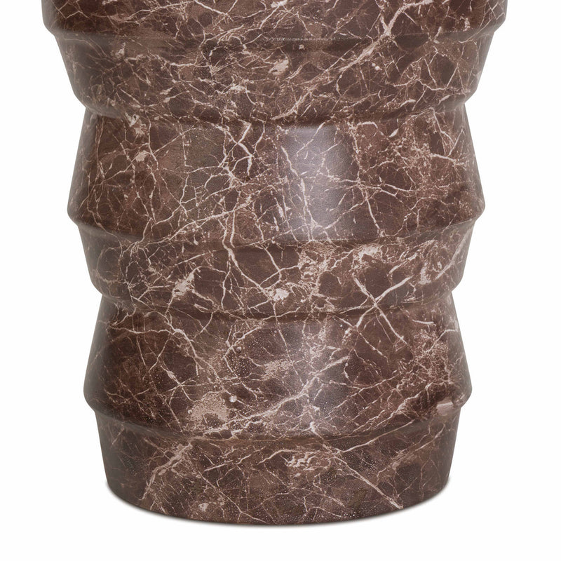 Ayon Faux Red Levanto Marble Indoor/Outdoor Concrete Side Table