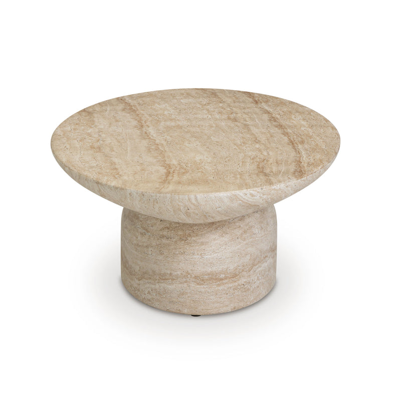 Sonia 51" Faux Travertine Indoor/Outdoor Concrete Coffee Table