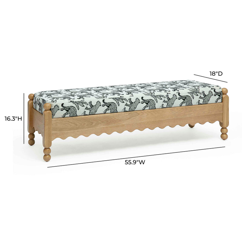 Thelma 56" Leopard Jacquard Bench