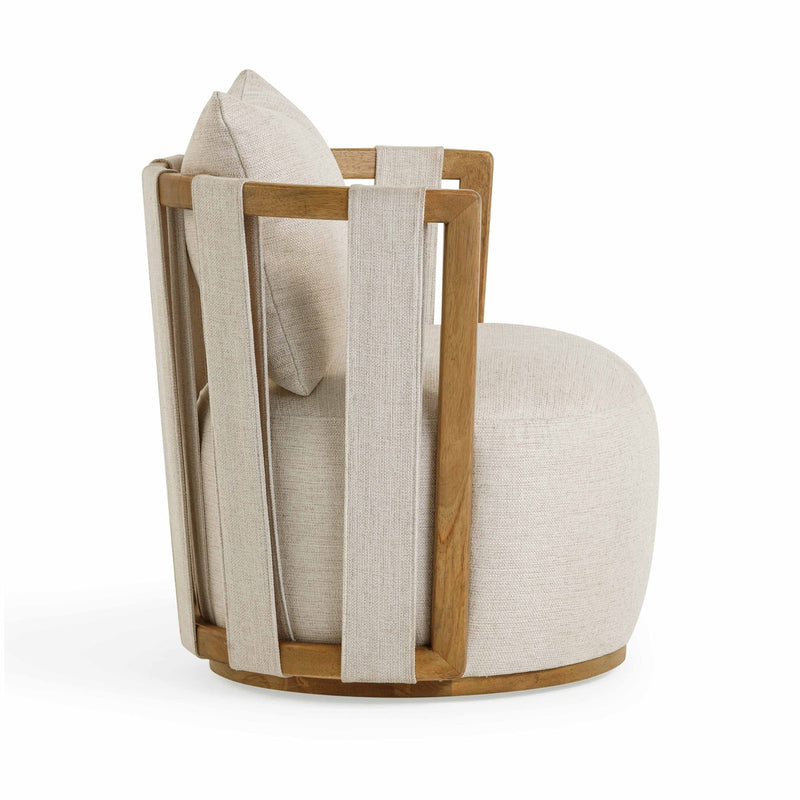 Paolo Cream Textured Weave Swivel Chair
