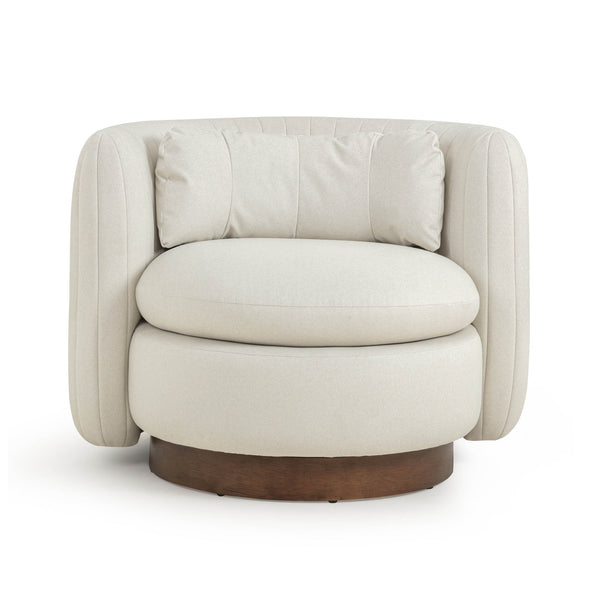 Nura Cream Vegan Mohair Swivel Accent Chair