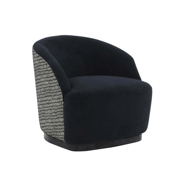 Reese Black Velvet Swivel Chair